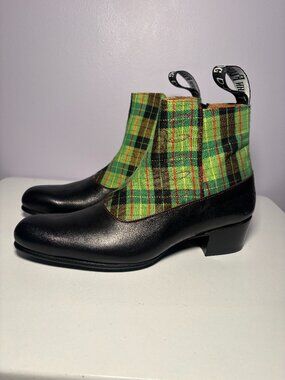 John Fluevog Leather Boot with Plaid The Arthur W7.5/M5.5